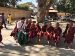 Lewis with little monks in Burma.